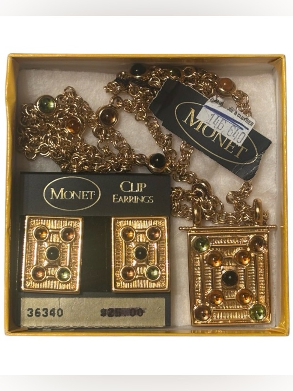 Vintage 1970 Monet "Byzantine Gems" Necklace & Earring Set - NOS
